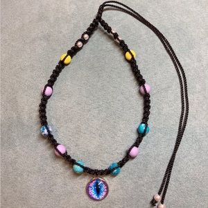 Handmade choker necklace, macrame necklace, necklace, macrame, blue, evil eye